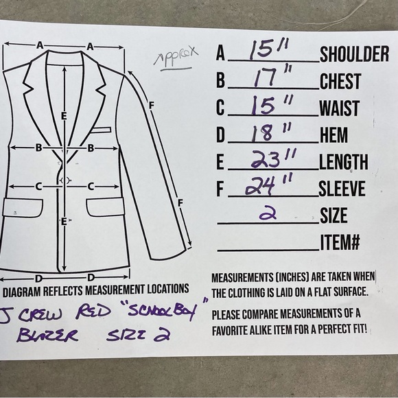 J CREW Women’s “Schoolboy Blazer” Jacket Gold Buttons Pockets Bright Red Size 2 - Picture 10 of 10